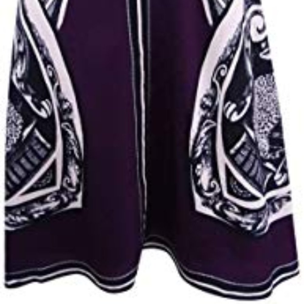 NWT! DKNY Printed Fit Flare Dress Black Aubergine - Picture 3 of 3